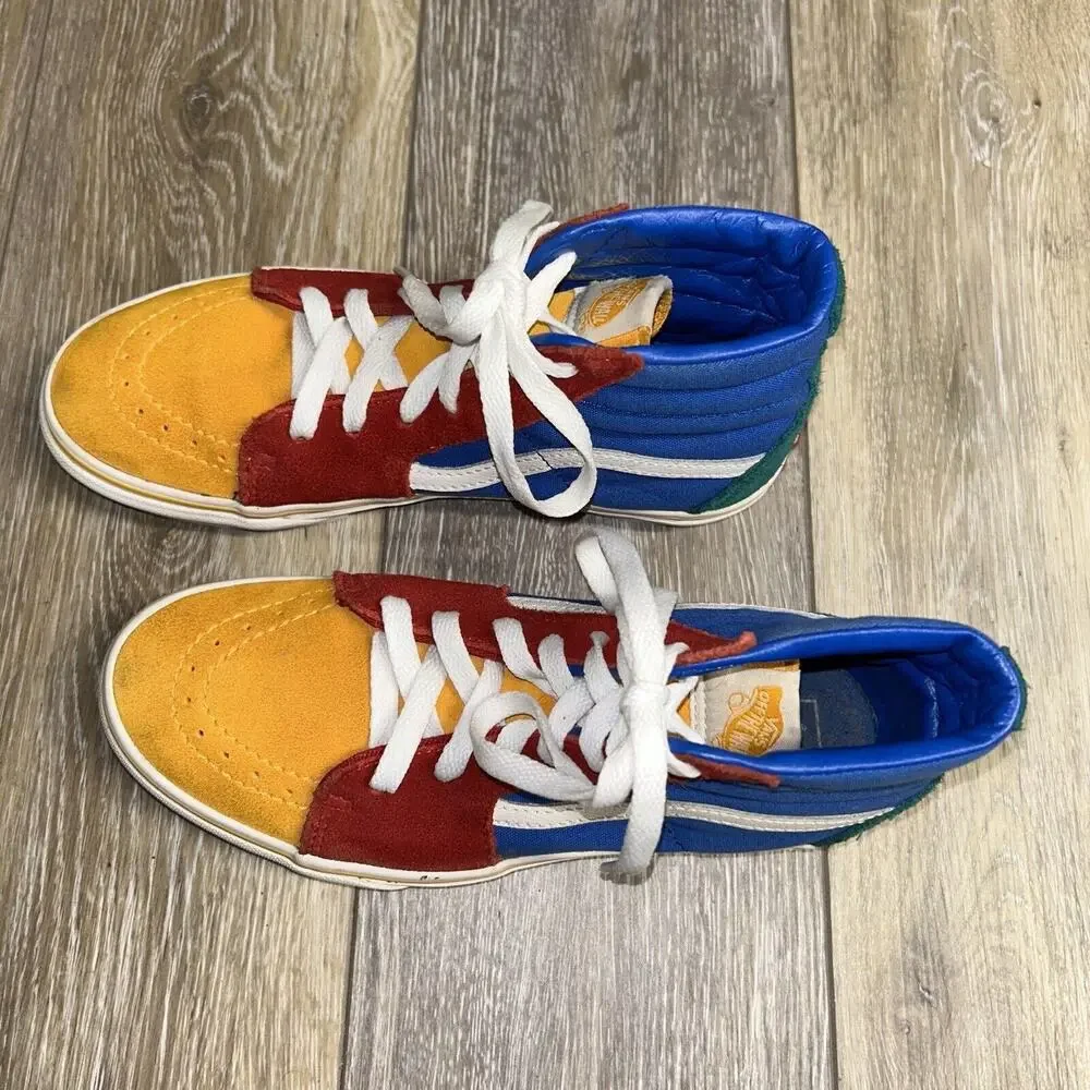 Vans Sk8-Hi Pro Classics Red Yellow Blue Green Suede Skate Shoes Youth US Size 5